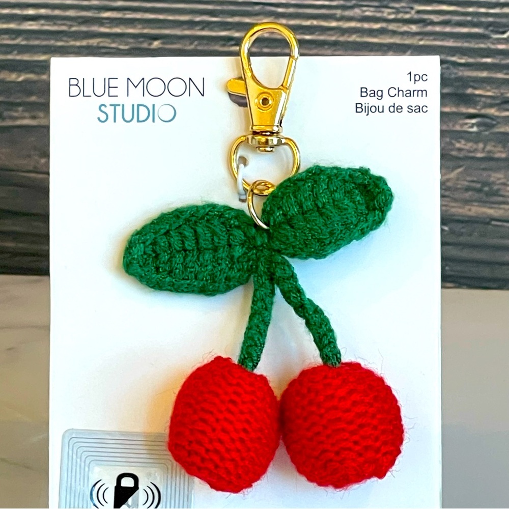 Crochet Cherry Bag Charm Keychain Coquette NWT
